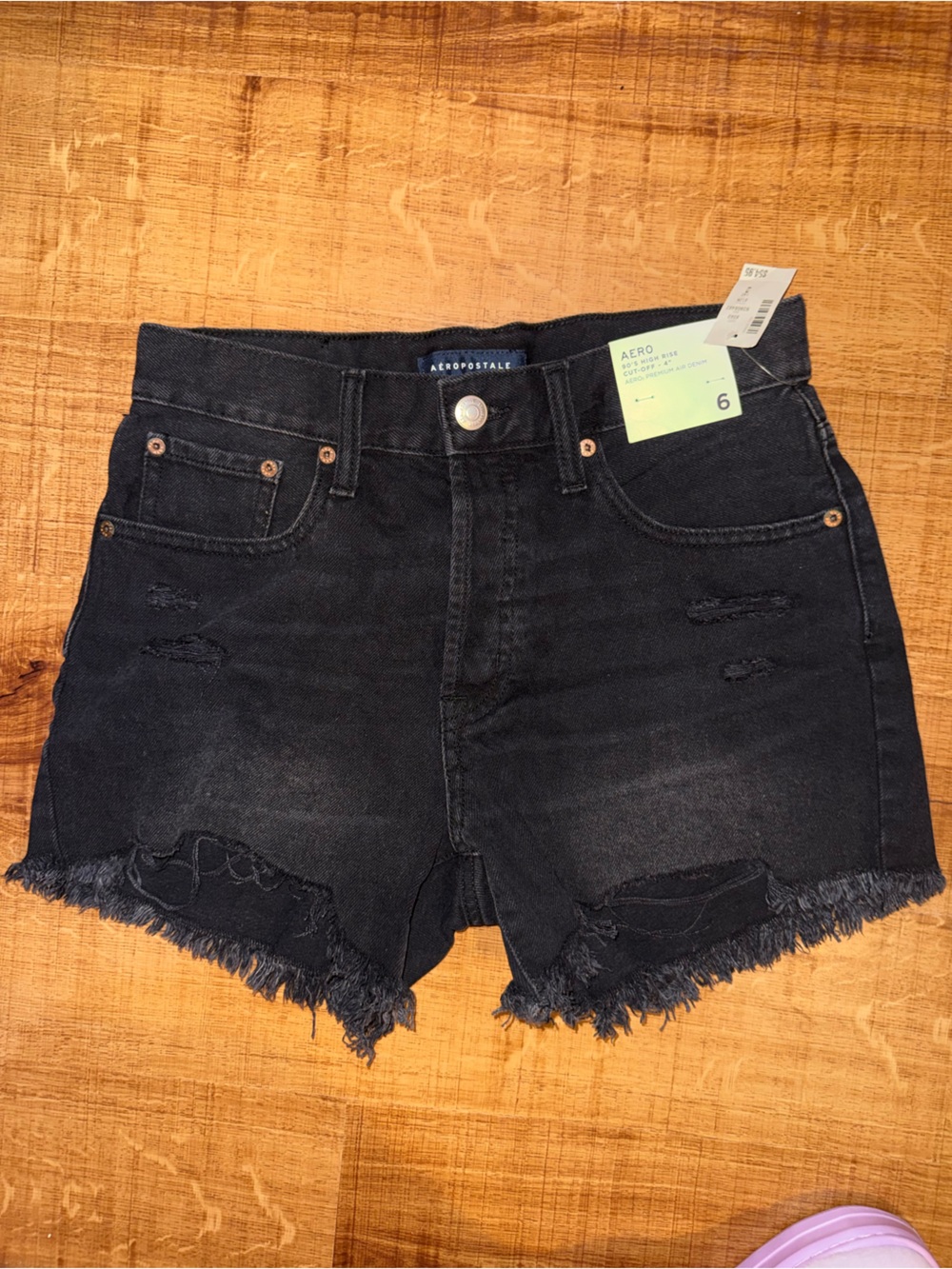 Aeropostale Black Distressed High-Rise Jean Shorts
